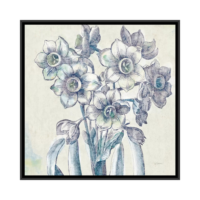 Belle fleur iv, impression sur toile tendue, H 18 po x l 18 po x P 1,5 po, Toile avec cadre noir, Pas de tapis