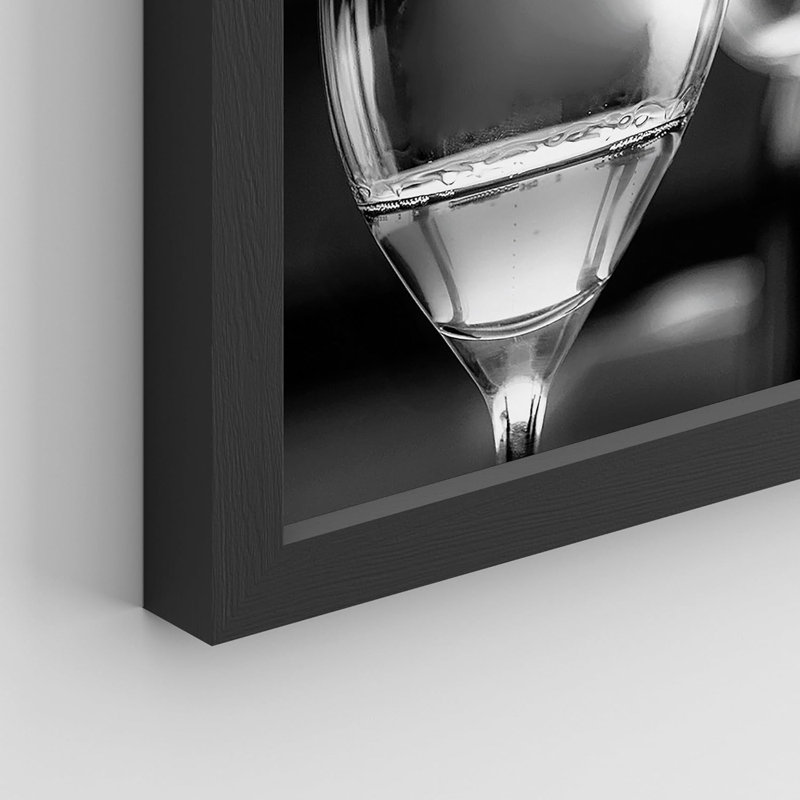 «Black White Wine Champagne Glass Food Drinks Minimal Culinaire Celebrations», impression sur papier, Noir