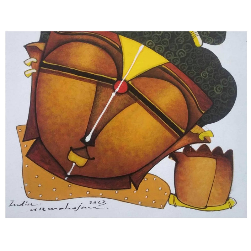 Bouddha du dieu Gautam | Acrylique sur papier | Par Arvind Mahajan