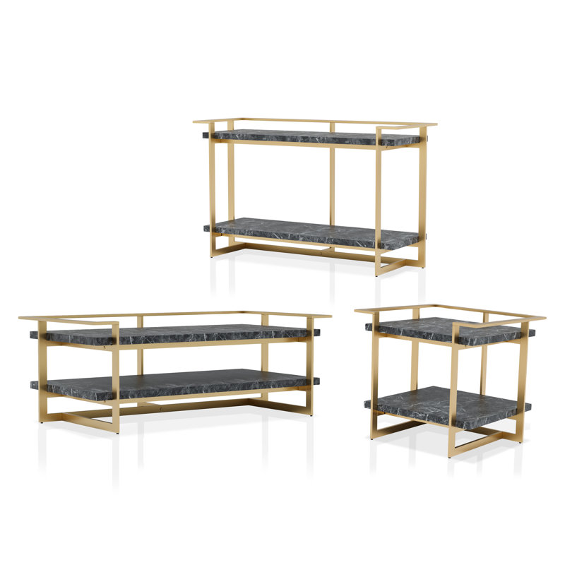 Ensemble de tables basses Madyson, 3 pièces: table basse, table de bout, table de ca