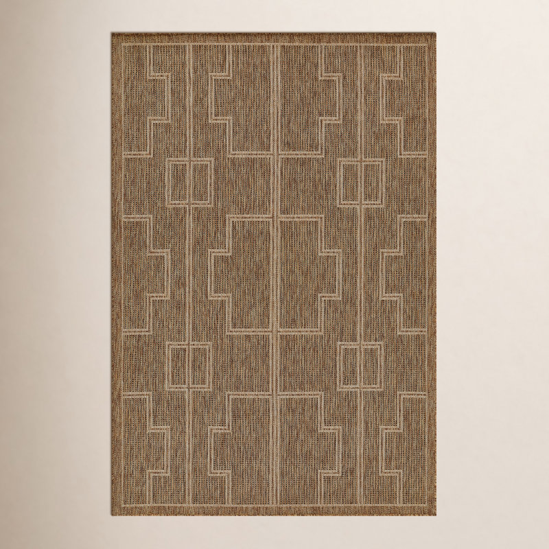Tapis intérieur / extérieur brun / beige Ava, Rectangle 9 pi x 12 pi
