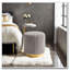 Tabouret d'appoint touffeté Channel - tissu gris semblable à de la fourrure - base en acier inoxydable doré-1824836538