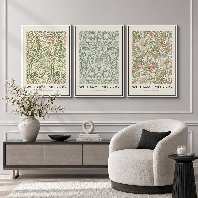 «Classical Artwork», œuvre d'art du musée William Morris, photos murales botaniques florales classiques, impression sur toile, 3 pièces