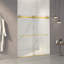 Porte de douche coulissante double sans cadre l 56 à 60 po x H 70 po, verre trempé clair Sgcc de 5/16 po (8 mm) d'épaisseur, couche facile à nettoyer à double face, finition or brossé avec tampon