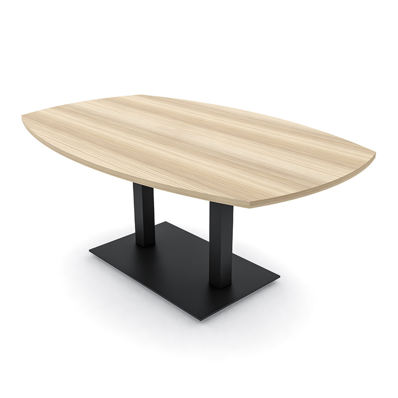 Table de conférence Arc Boat, Noir mat, Blond blond cendré, L 72 po x l 48 po