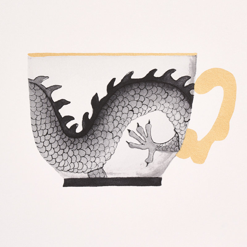 Onie's Teacups Wallpaper, Ink