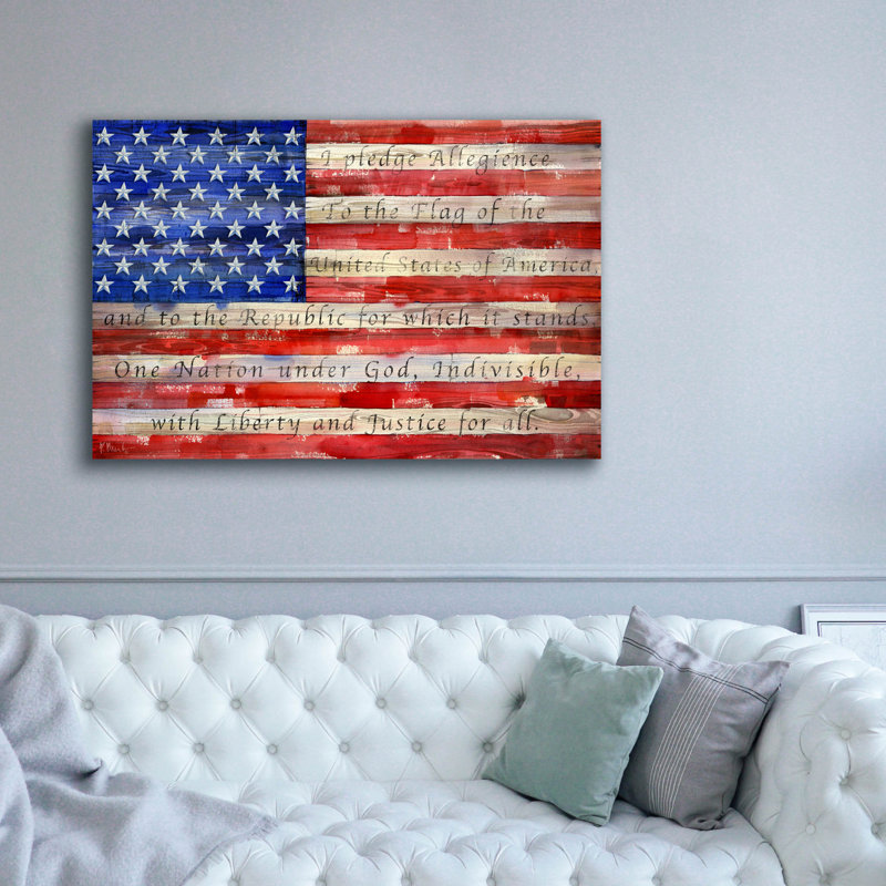 «All American Flag Script» par Paul Brent, H 40 po x l 60 po x P 1,5 po