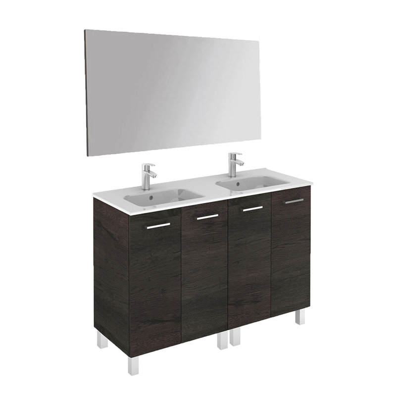 Logic 47'' Modern Double Ceramic Vanity Set with Mirror in Wenge