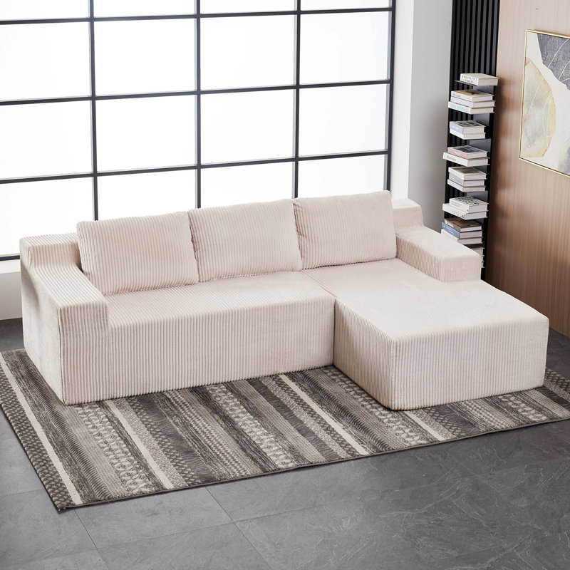 Corduroy Modular L Shaped Sectional Sofa,Luxury Floor Couch Set,Upholstered Indoor Furniture,Foam-Filled Compressed Sofa for Living Room,Bedroom