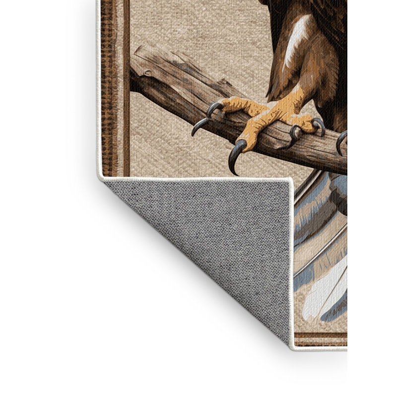 Washable African Fish Eagle Wildlife Area Rug, Square 3'