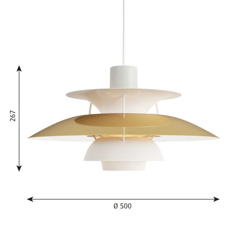PH 5 1 - Light Pendant, Brass, 10.5" H x 19.5" W x 19.5" D