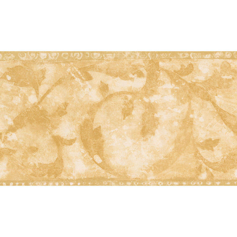 Bordure de papier peint damassé, Blanc / jaune / beige
