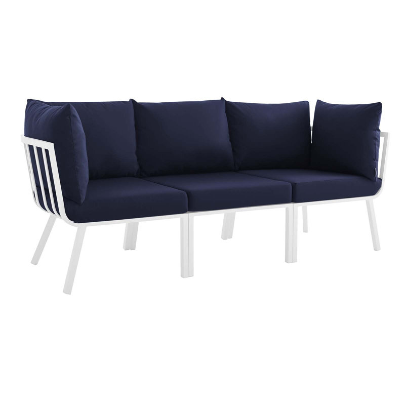 Ensemble de conversation modulaire 3 pièces Riverside, gris, Blanc bleu marine