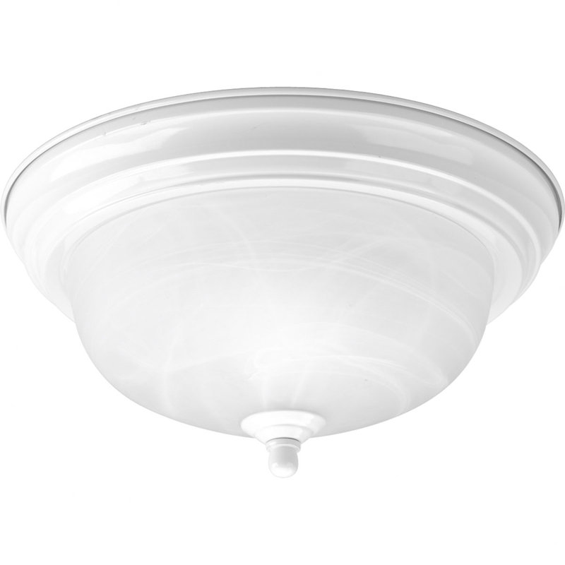 Alabaster Glass Flush Mount Light, White, (1) 60W Medium base Incandescent bulb