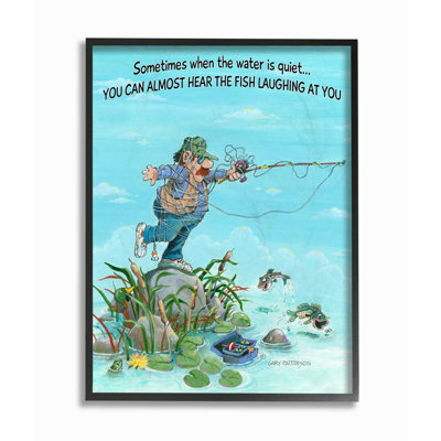 «Fish Laughing Funny Sports Fishing Dessin» par Gary Patterson - impression d'art graphique