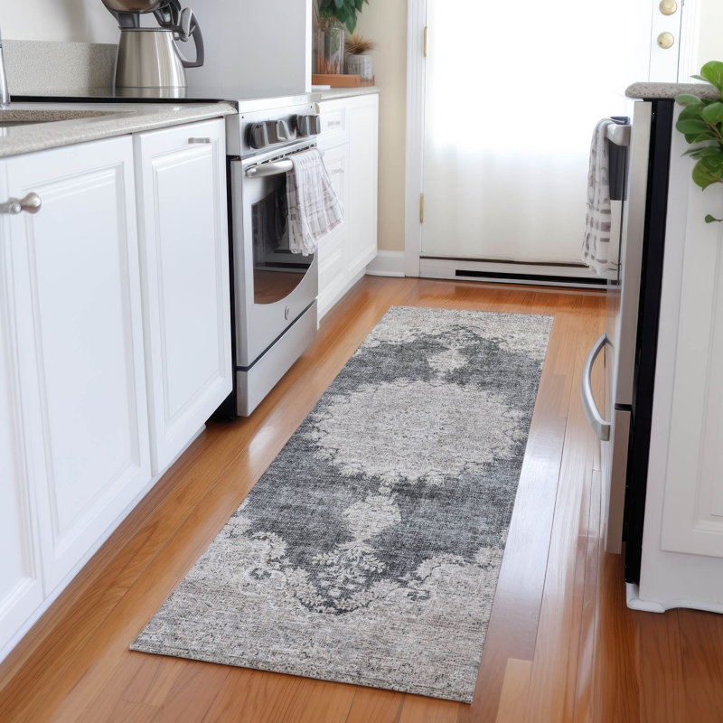 Machine Washable Indoor/Outdoor Chayden ACN1003 Black, Runner 2'3" x 7'6"