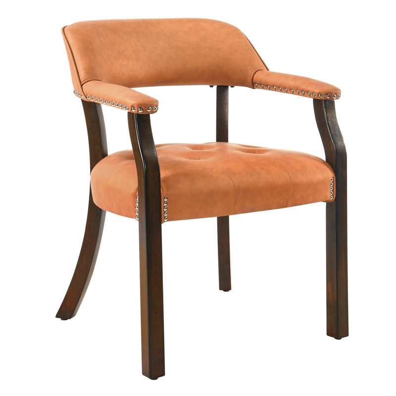 Chaise de salle à manger à accoudoirs touffetés LUMera, orange, Orange, Espresso
