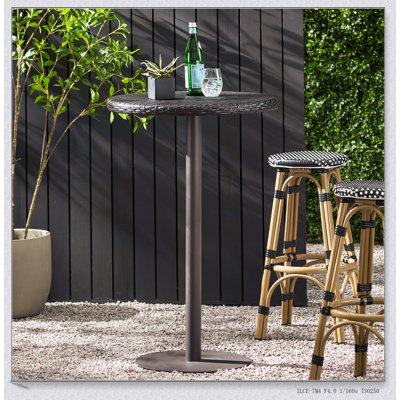 Table de bar extérieure durable en rotin de polyuréthane durable de 26 pouces avec finition multicolore, parfaite pour le patio et le jardin