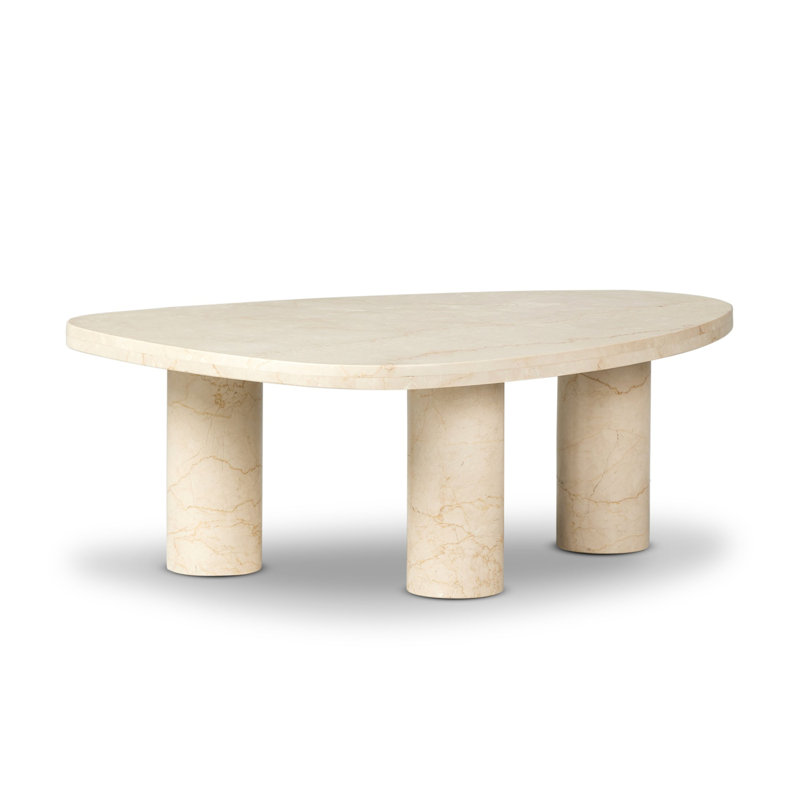 Zion Coffee Table, 15" H x 48" L x 30" W, Cream Marble