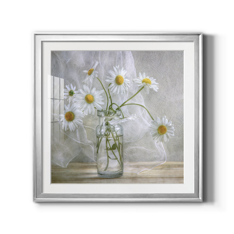 Marguerites - cadre photo, reproduction d'art sur toile, Cadre argenté, H 26,5 po x l 26,5 po x P 1,5 po