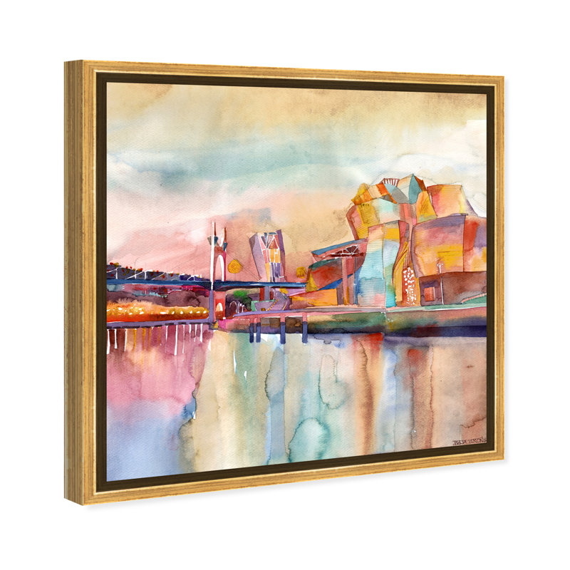 «Maja Wronska» - Peinture sur toile, H 30 po x l 30 po, Cadre doré