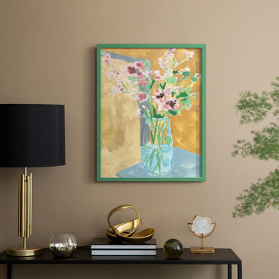 Fleurs en bouteille II, reproduction encadrée - bois massif