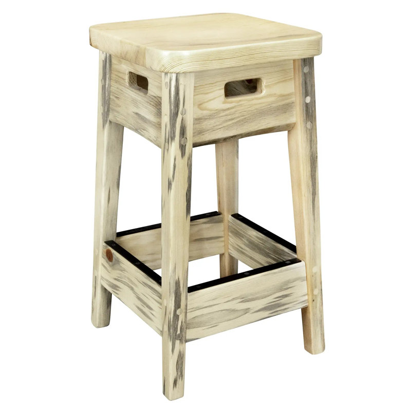 Tabouret de bar sans dossier de la collection Kishea, siège d'une hauteur de 30 pouces, finition laquée transparente naturelle