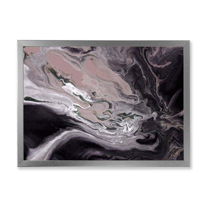 «Dark Marble Universe», impression d'art sur toile moderne, H 16 po x l 32 po, Cadre photo argenté