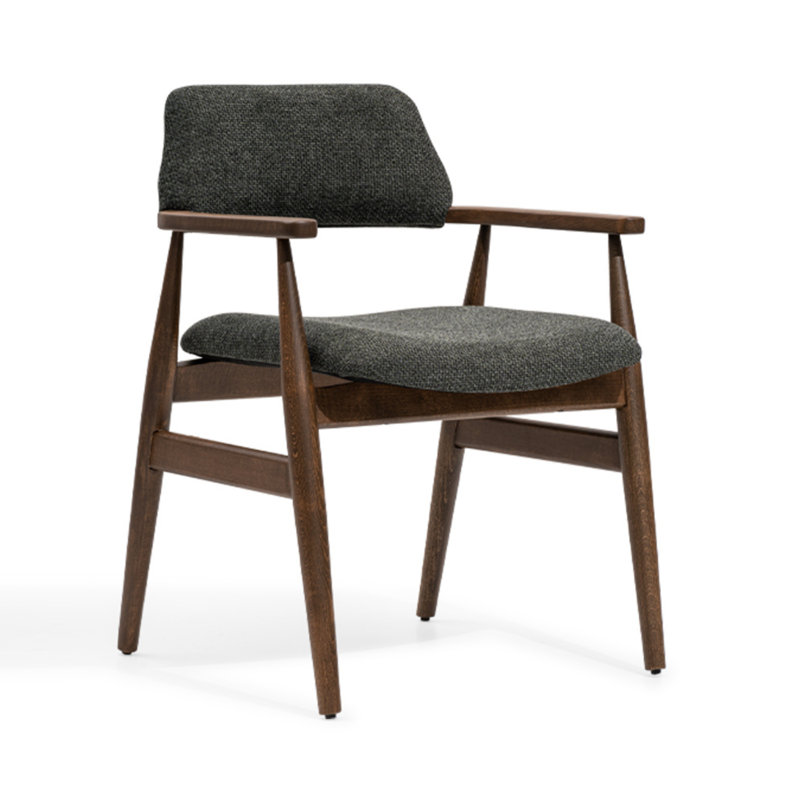 Arezzo Dining Chair Walnut Wood Finish Upholstered Performance Fabric Fully Assembled