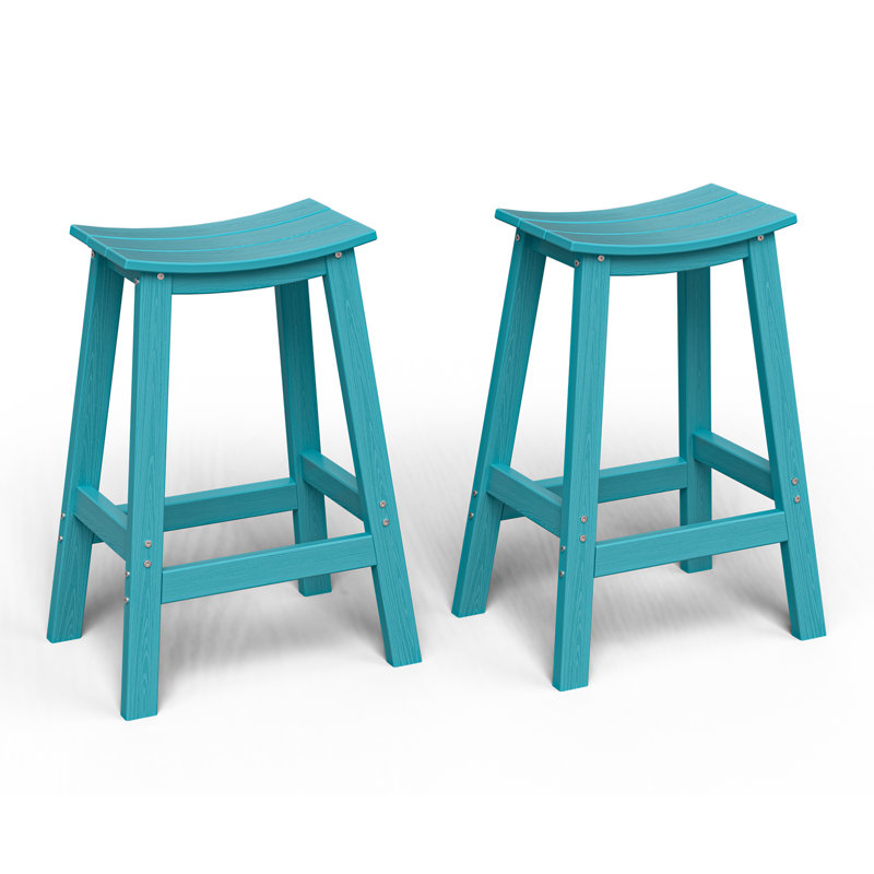 Wood-Look HDPE Bar Stool, Aruba Blue