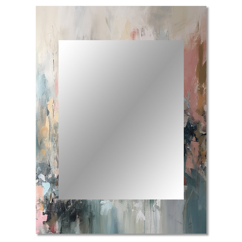 Brushstroke, peinture abstraite I - grand collage abstrait, miroir mural crème, impression sur métal, 40 po x 30 po