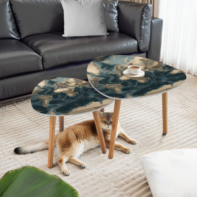 Ensemble de 2 tables basses gigognes Triangle World Map Map World