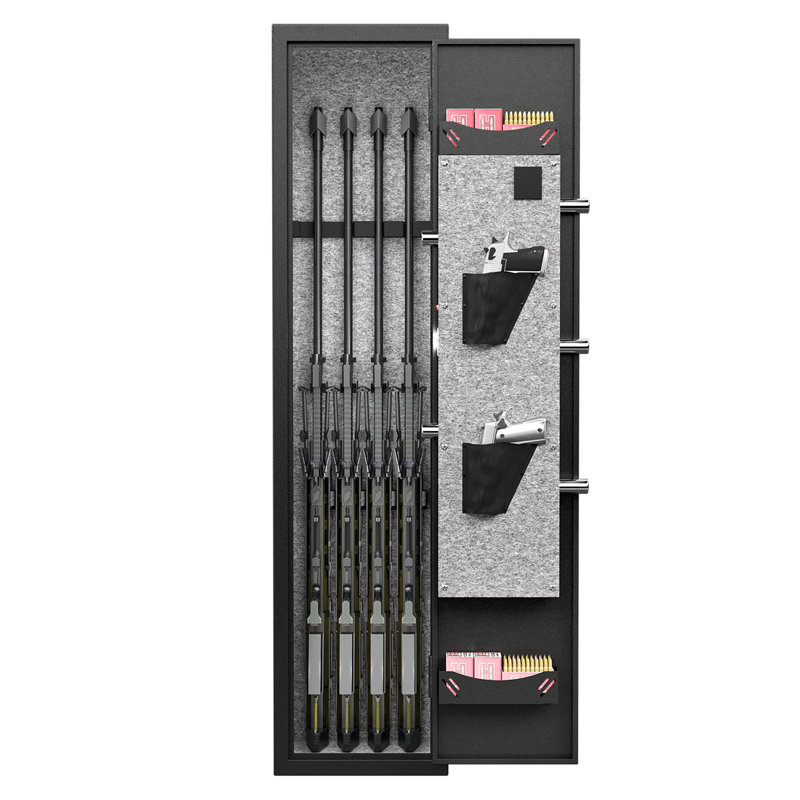 3-4 Gun Safe For Rifles & Pistols - Quick Access With Removable Shelf & 2 Adjustable Gun Slots