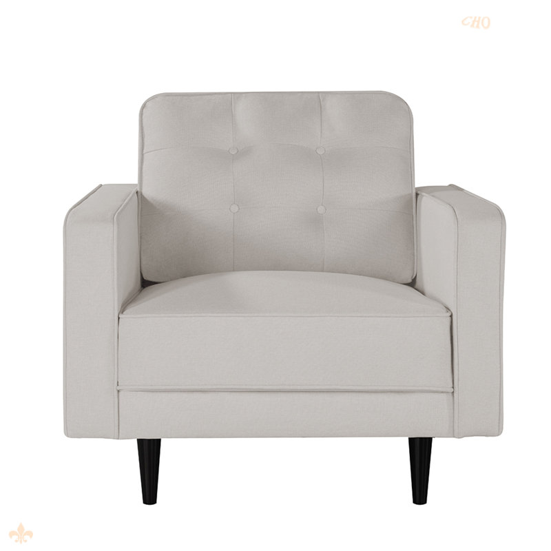 Thackeray 35.5 Wide Upholstered Accent Chair, Fabric White