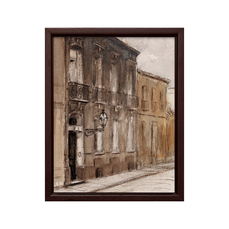 Rue Saint-Maur, Canvas, 12"H x 16"W, Brown Framed