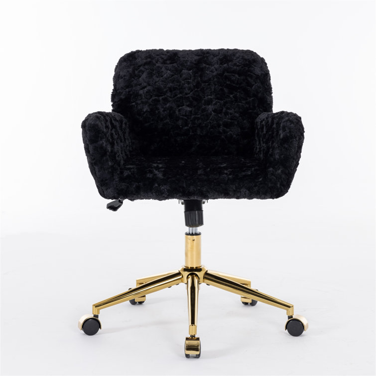 Sauhal Faux Fur Office Chair, Swivel Computer Chair, Ergonomic Task Chair