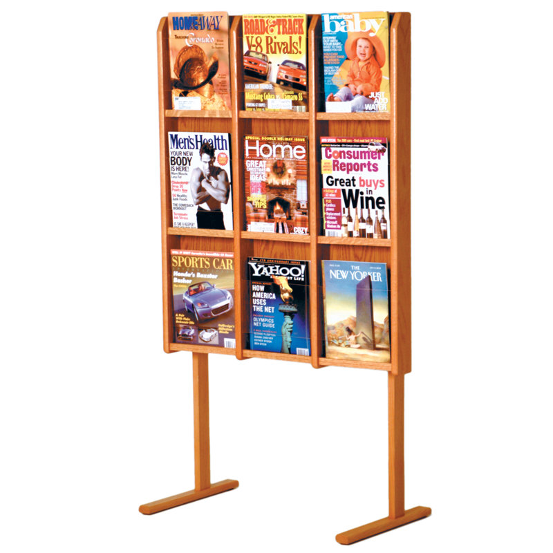 Matas Free Standing Magazine Rack, Medium Oak