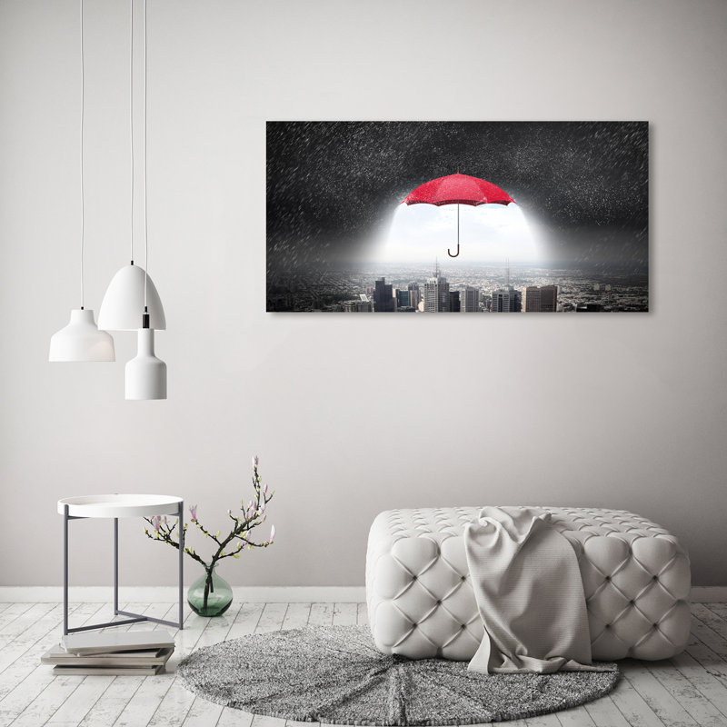 Umbrella over the City 1 Piece Wrapped Canvas Wall Art