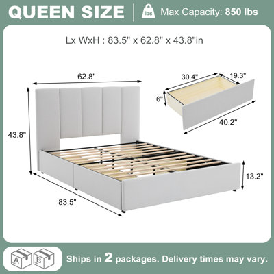 Juanetta Upholstered Platform Storage Bed With 4 Drawers