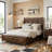 Solid Wood High Headboard Sleigh Bed with 64" Storage Space-1839219068-1839218947