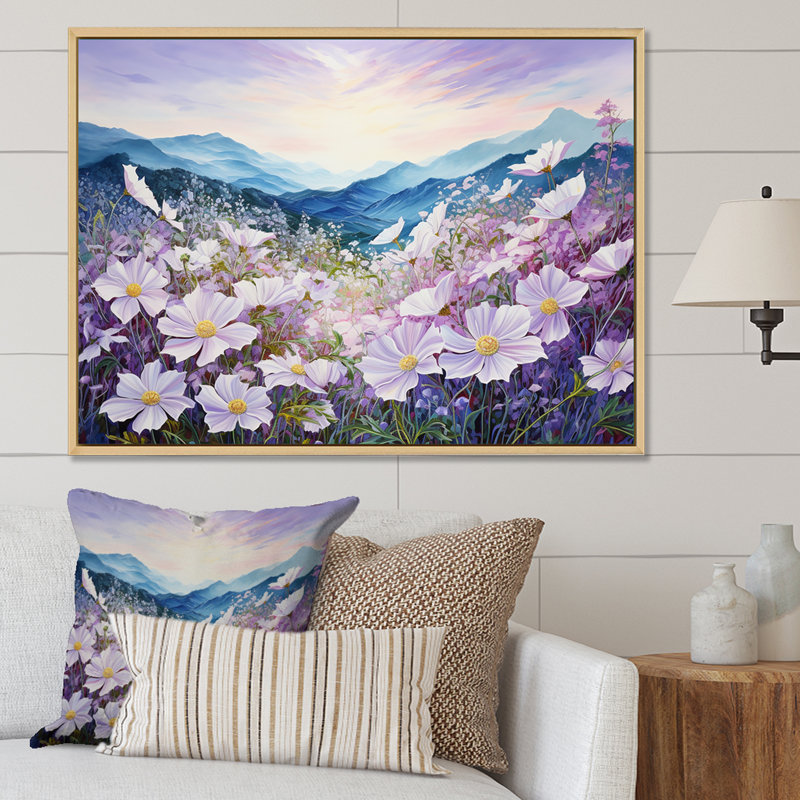 Fleurs mauves Morning Glory Hill III, Cadre naturel flottant, H 34 po x l 44 po x P 1,5 po