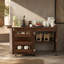 Table de couture pliante multifonctionnelle en noyer sur roulettes verrouillables - poste de travail 4-en-1, bureau d'ordinateur, table de bout et rangement de cuisine avec tablettes