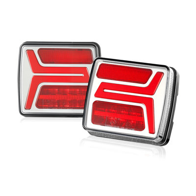 Éclairage de remorque, ensemble de lumières de queue magnétiques carrées à DEL carrées 2PCS 12V avec feu de stop et de permis de tourner la queue, ensemble d'éclairage de remorquage imperméable avec harnais de câblage pour bateau, camion, camping-car et motoneige