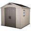 Keter Factor 8x8 ft. Durable Resin Outdoor Storage Shed With Floor and Double Doors for Garden Patio Furniture and Tools, Brown