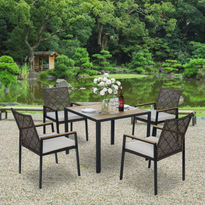 All Weather 5-Piece Patio Dining Table Sets With Umbrella Hole by 17 Stories