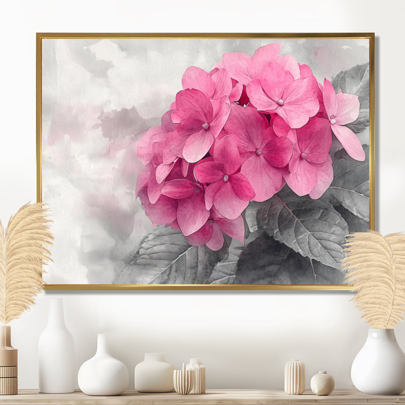 Keziah - Floral Wall Art, Floater Framed Print, 30" H x 40 W, Gold
