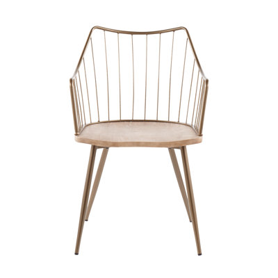 Chaise de ferme Winston en métal cuivré antique et bois blanchi par Lumisource