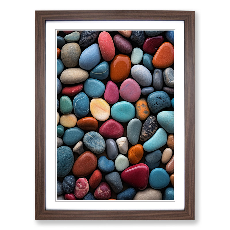 Pebbles Colour Field No.2 - Single Picture Frame Print on Wood, 46cm H x 34cm W x 2cm D, Walnut Framed