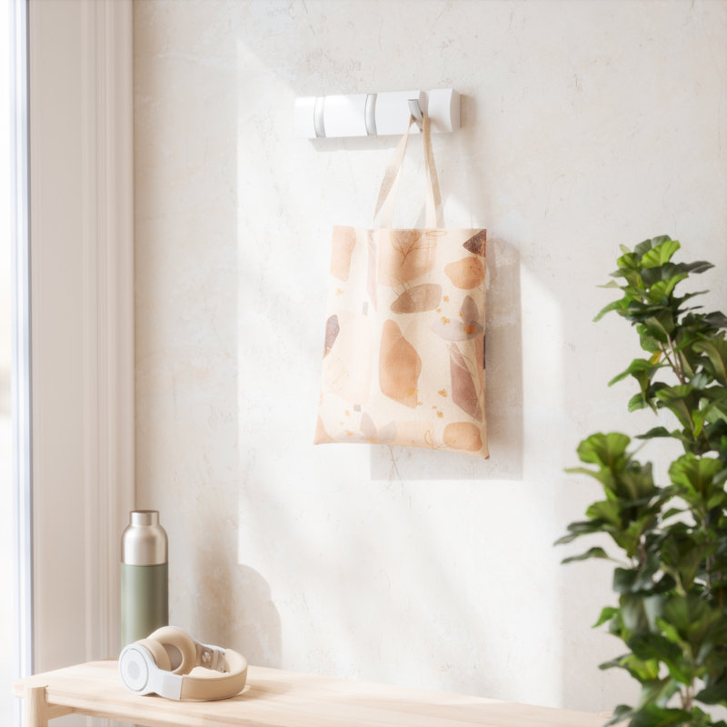 White and Nickel 3-Hook Wall Mounted Coat Rack