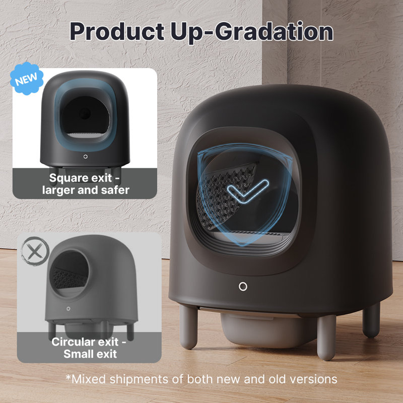 Self Cleaning Cat Litter Box, App Control, Safety Protection, Automatic Smart Robot Litter Box For Multiple Cats, With Garbage Bags&Plastic Air Filter, Black& White